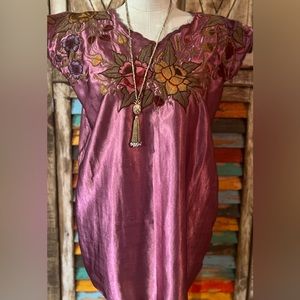 Embroidered Zincantan Silk Blouse Made In Mexico